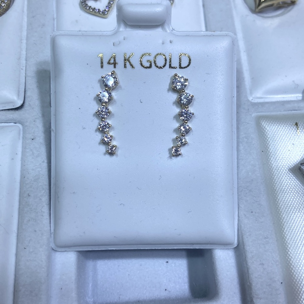 14KT CZ Earrings Yellow Gold
